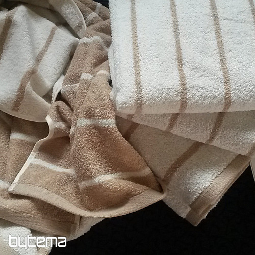 Serviette et drap de bain luxe LINE 155 crème/beige