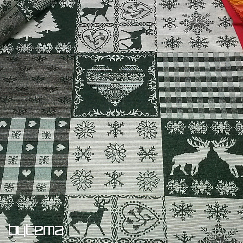 Tissu déco ALPES cerf vert