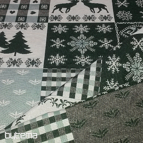 Tissu déco ALPES cerf vert