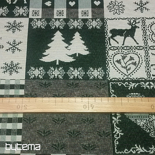 Tissu déco ALPES cerf vert