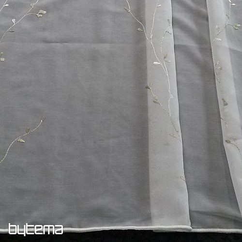 Rideau de luxe brodé GERSTER 11545 blanc - vert