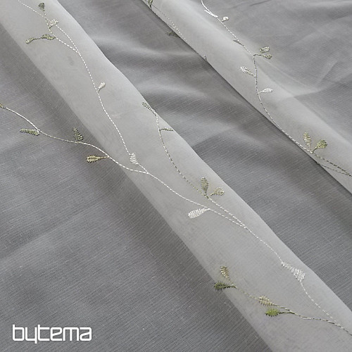 Rideau de luxe brodé GERSTER 11545 blanc - vert
