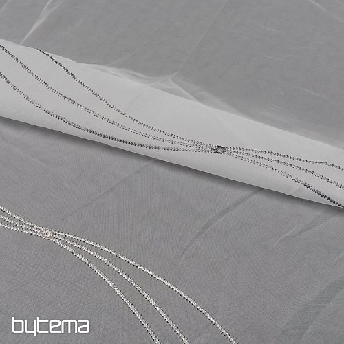 Rideau de luxe brodé blanc - gris/beige GERSTER 556/0810
