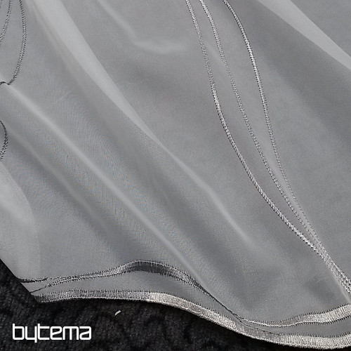Rideau de luxe brodé blanc - gris/beige GERSTER 556/0810