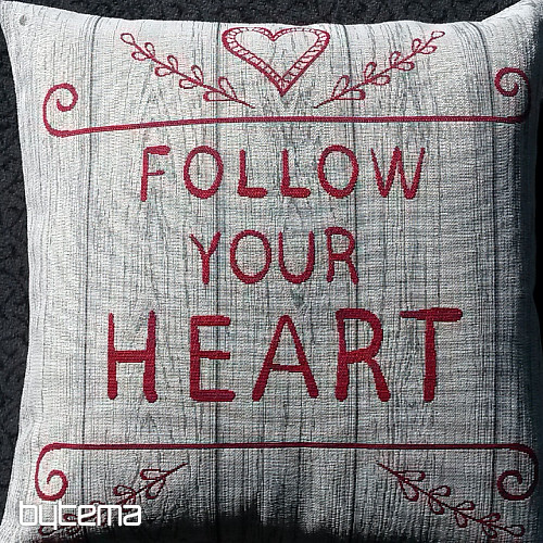 Housse de coussin tapisserie SUIVEZ VOTRE COEUR