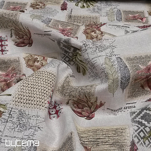 Tissu déco FLORA rouge
