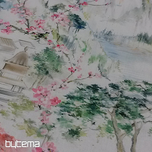 Tissu décoratif MIDORI paysage japonais