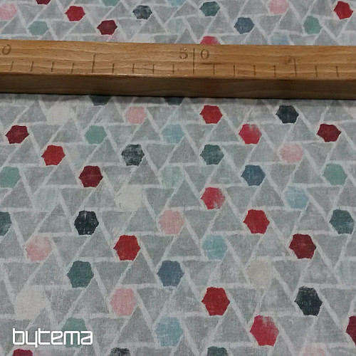 Tissu coton PETI MOKKA GEO rouge