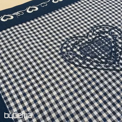 Nappe et écharpe brodées COUNTRY STYLE bleu