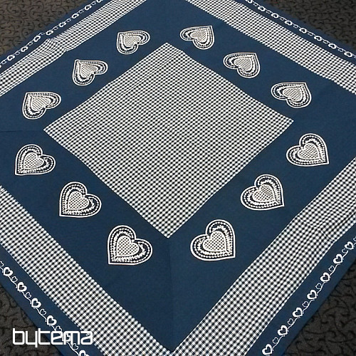 Nappe et écharpe brodées COUNTRY STYLE bleu