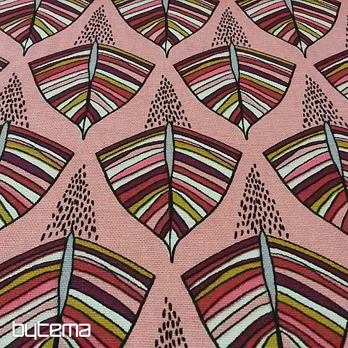 Tissu déco EKOZI feuilles rose