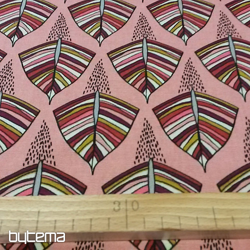 Tissu déco EKOZI feuilles rose
