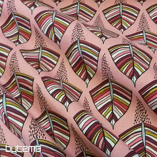 Tissu déco EKOZI feuilles rose
