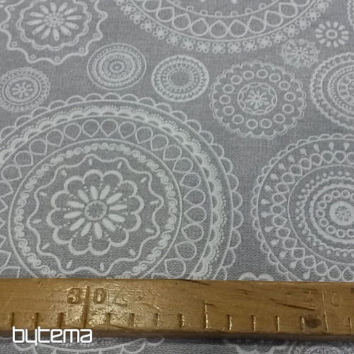 Tissu déco MANDALA FONDO gris