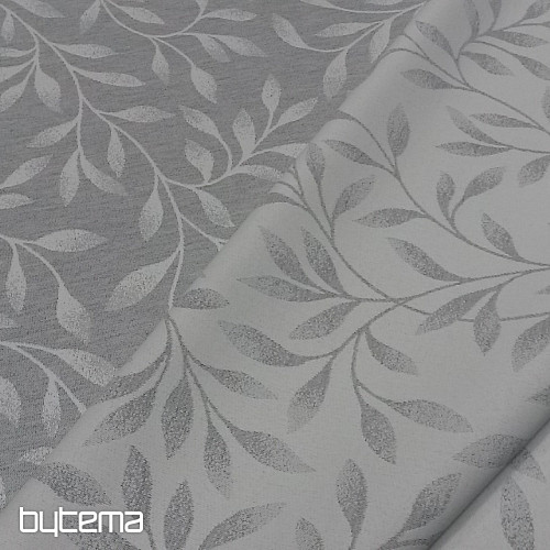 Tissu jacquard déco NIGHT LEAFS gris