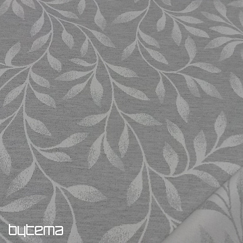Tissu jacquard déco NIGHT LEAFS gris