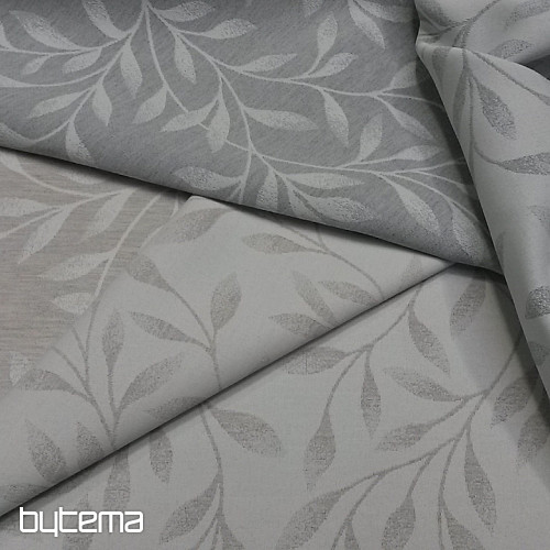 Tissu jacquard déco NIGHT LEAFS gris