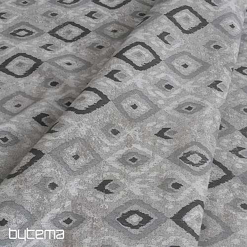 Tissu décoratif TULUM ROMBO noir-gris