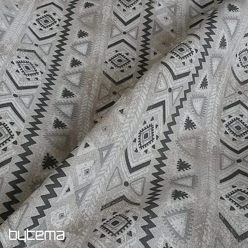 Tissu décoratif TULUM MAYA gris-noir
