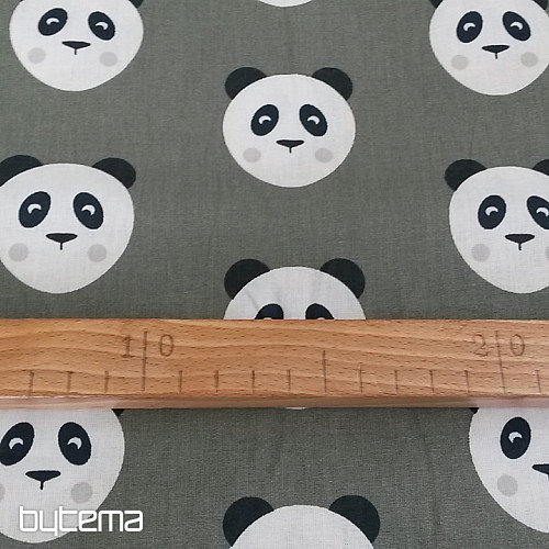 Tissu coton PANDA vert olive