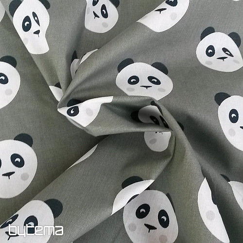 Tissu coton PANDA vert olive