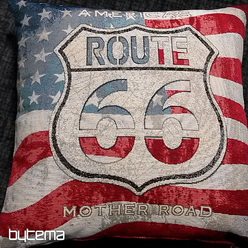 Housse de coussin tapisserie ROUTE 66