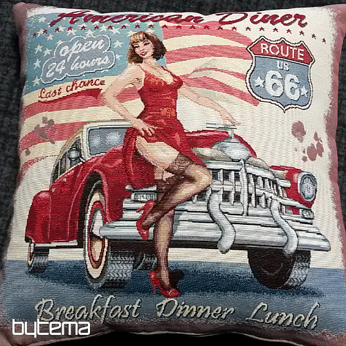 Housse de coussin tapisserie AMERICAN DINER ROUTE 66