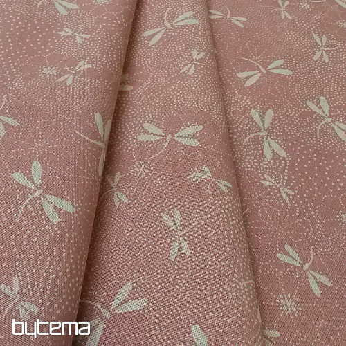 Tissu coton libellule rose