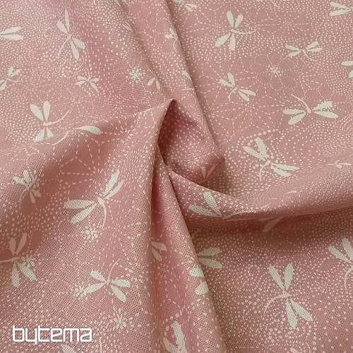 Tissu coton libellule rose