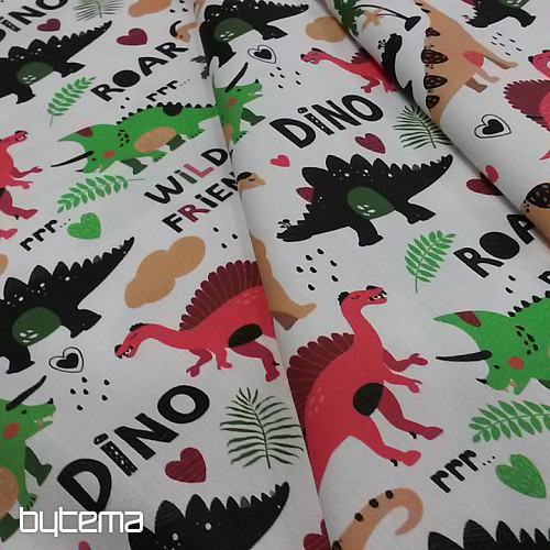 Satin de coton enfant DINOSAURES imprimé numérique