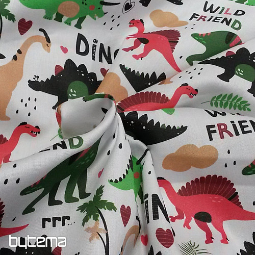 Satin de coton enfant DINOSAURES imprimé numérique