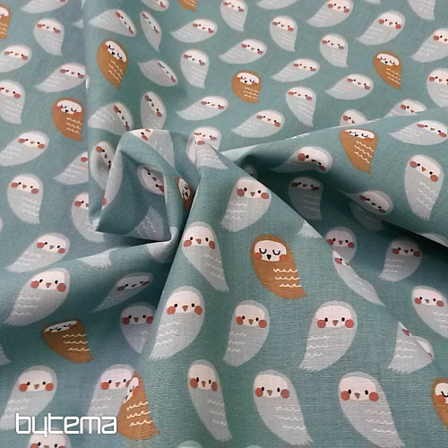 Tissu en coton turquoise SOVIČKY