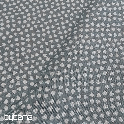 Tissu coton COEUR gris-bleu