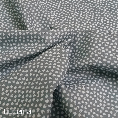 Tissu coton COEUR gris-bleu