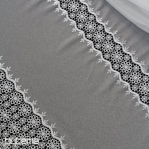 Rideau de luxe brodé GERSTER 11509 fleurs blanches