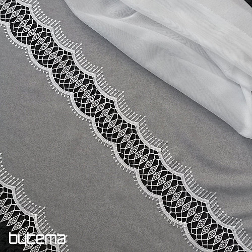 Rideau de luxe brodé GERSTER 11050 ornement blanc