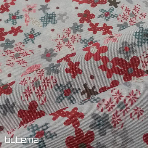 Tissu déco enfant FLEURS rouge