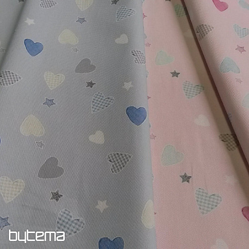 Tissu déco enfant COEUR bleu
