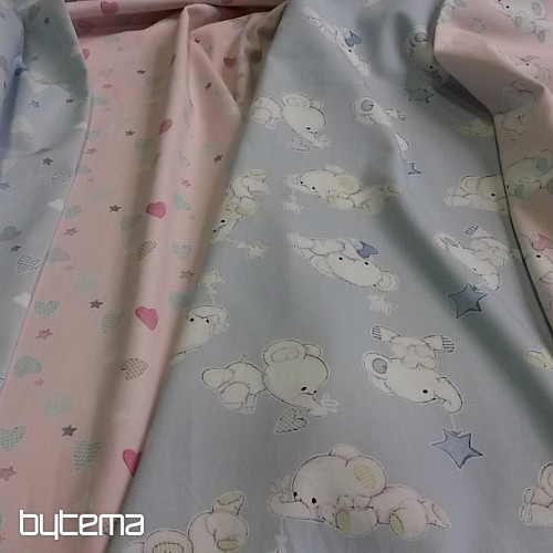 Tissu déco enfant COEUR bleu