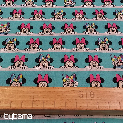 Tissu coton MINNIE turquoise