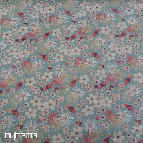 Tissu déco ZINIA fleurs de menthe