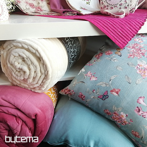 Tissu déco FLEURS turquoise