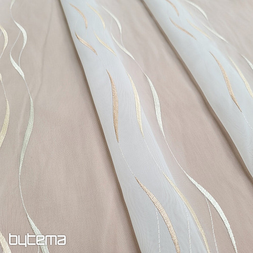 Rideau en voile avec broderie beige Gerster 195/0200