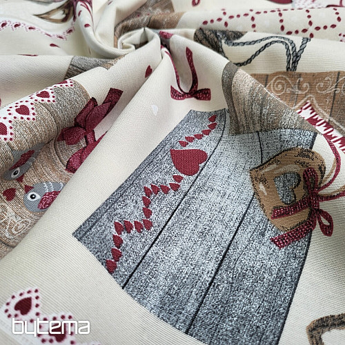 Tissu déco TM PATCHWORK bordeaux