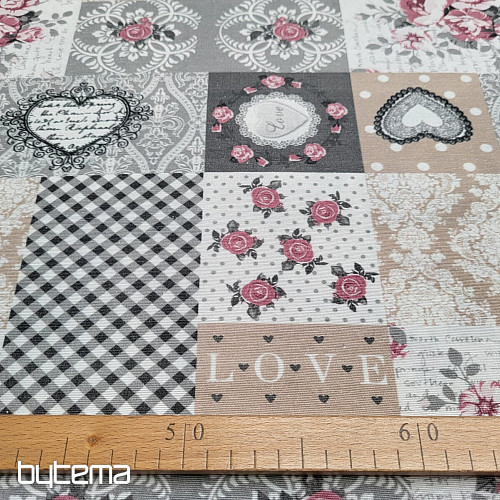 Tissu déco LIA patchwork gris