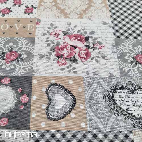 Tissu déco LIA patchwork gris