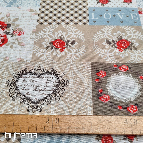 Tissu déco LIA patchwork beige