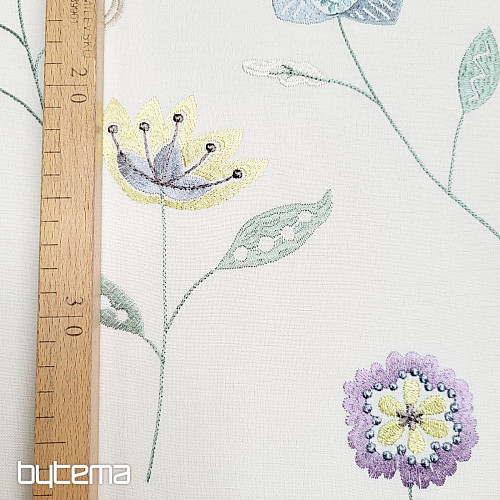 Tissu déco brodé fleurs RICHMOND violet