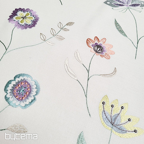 Tissu déco brodé fleurs RICHMOND violet