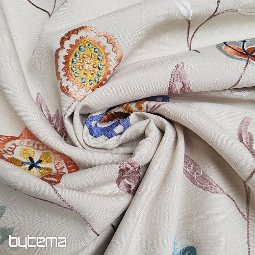 Tissu déco brodé fleurs RICHMOND multi